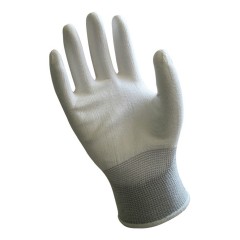 精编手套 手掌及手指PU涂层，白色，N10550