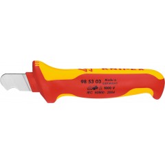 KNIPEX®剥线刀达到 VDE 标准要求的绝缘，钩状刀刃 728120