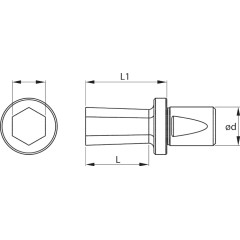 英制内六角型材拉刀刀片，直径 d = 8 mm