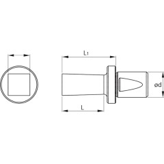 四角滑块压头，公制 直径 d = 8 mm