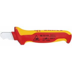 KNIPEX®剥线刀达到 VDE 标准要求的绝缘，钩状刀刃 728120