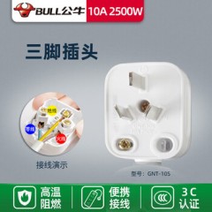公牛 插头，GNT-10S 白色三极可拆插头 1个 