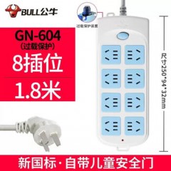 公牛 接线板，GN-604 3*1m㎡ 8位5孔 总控开关 1个 